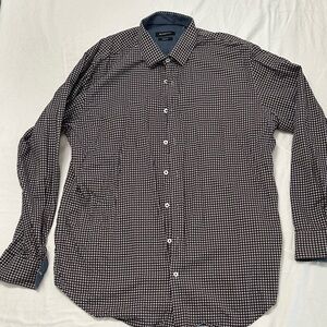 Bugatchi Black and White Patterned Button-Down Shirt